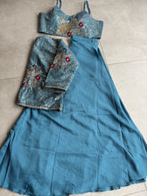Cyan Blue peacock palazzo set