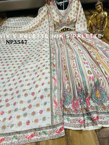 Niks collection - Ivory crepe silk printed lehenga