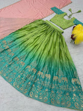 Green ombré Lehenga with elephant design