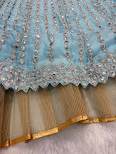 Icy blue Rangoli silk lehenga (pastel)