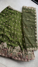 Mehendi green chinon embroidered Lehenga