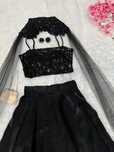 Black sequin with cape Lehenga