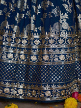 Dove blue dola silk jacquard Lehenga