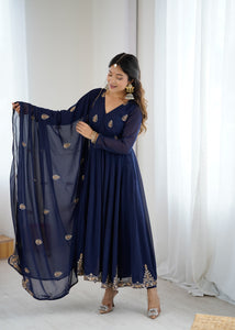 Navy blue Georgette anarkali