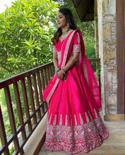 Rani pink satin silk Lehenga