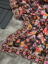 Floral all over print partywear saree