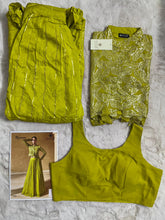 Bright green readymade Lehenga with short jacket