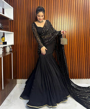 Fishtail style - Black Lehenga saree (wrap around)