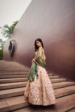 Green fendi silk Lehenga