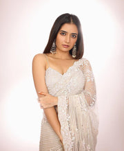 White soft net saree partywear saree