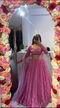 Hot pink floral print partywear Lehenga