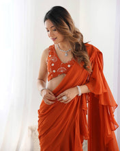 Rust ready to wear sharara saree (XS-XXL)