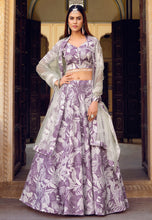 Lavender floral silk Lehenga (skirt stitched)