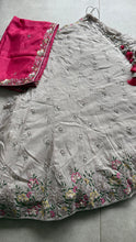 Stone and hot pink chiffon embroidered Lehenga
