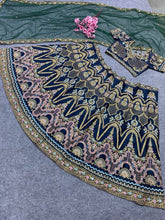 Dark green satin silk Lehenga