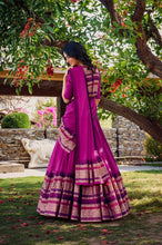 Pure chanderi and zari Lehenga in hot pink (skirt stitched)