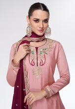 Pink silk Indo western Lehenga with long top