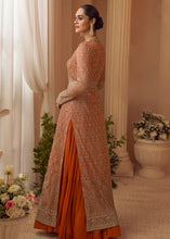 Orange silk gown with jacket and belt
