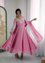 Rainbow sequins Georgette Anarkali in pink (special offer)