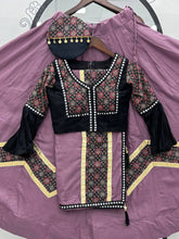 Peanut pink and black flute Chaniya Choli (free hand purse)