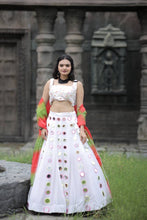 Gorgeous white mirror work Lehenga