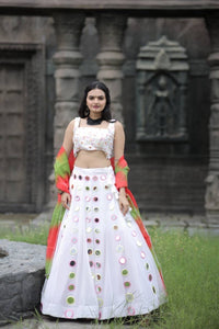 Gorgeous white mirror work Lehenga