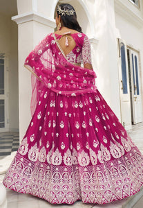 Kelaya collection - dark pink net Lehenga