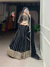Black embroidered Lehenga (skirt stitched)