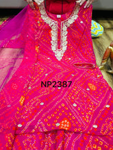 Niks collection - 3 piece bandhani suit in rani pink