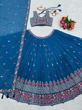 Cornflower blue embroidered Lehenga