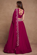Blooming georgette plain skirt dark pink Lehenga