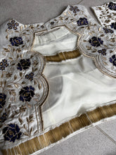 Off white and navy blue lehenga saree