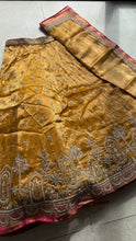 Mustard tissue embroidered lehenga