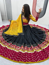 Mustard and black readymade lehenga