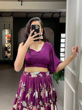 Wine readymade floral indo western Lehenga