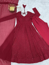 Maroon kali pattern sequinned anarkali