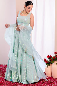 Mint green glam Lehenga