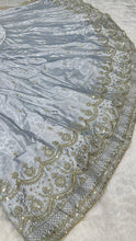 Sky blue satin silk lehenga