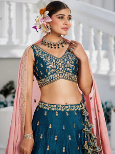 Navy blue and pink Lehenga
