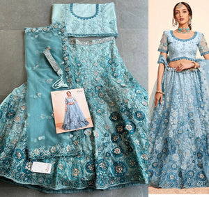 Oreya vol 2 - sky blue net Lehenga