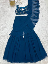 Blue ready to wear sharara saree (XS-XXL)