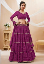 Purple leheriya Georgette Lehenga