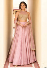 Baby pink soft silk embroidered lehenga - readymade with pockets