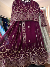 Plum and gold embroidered partywear readymade Lehenga (plus size)
