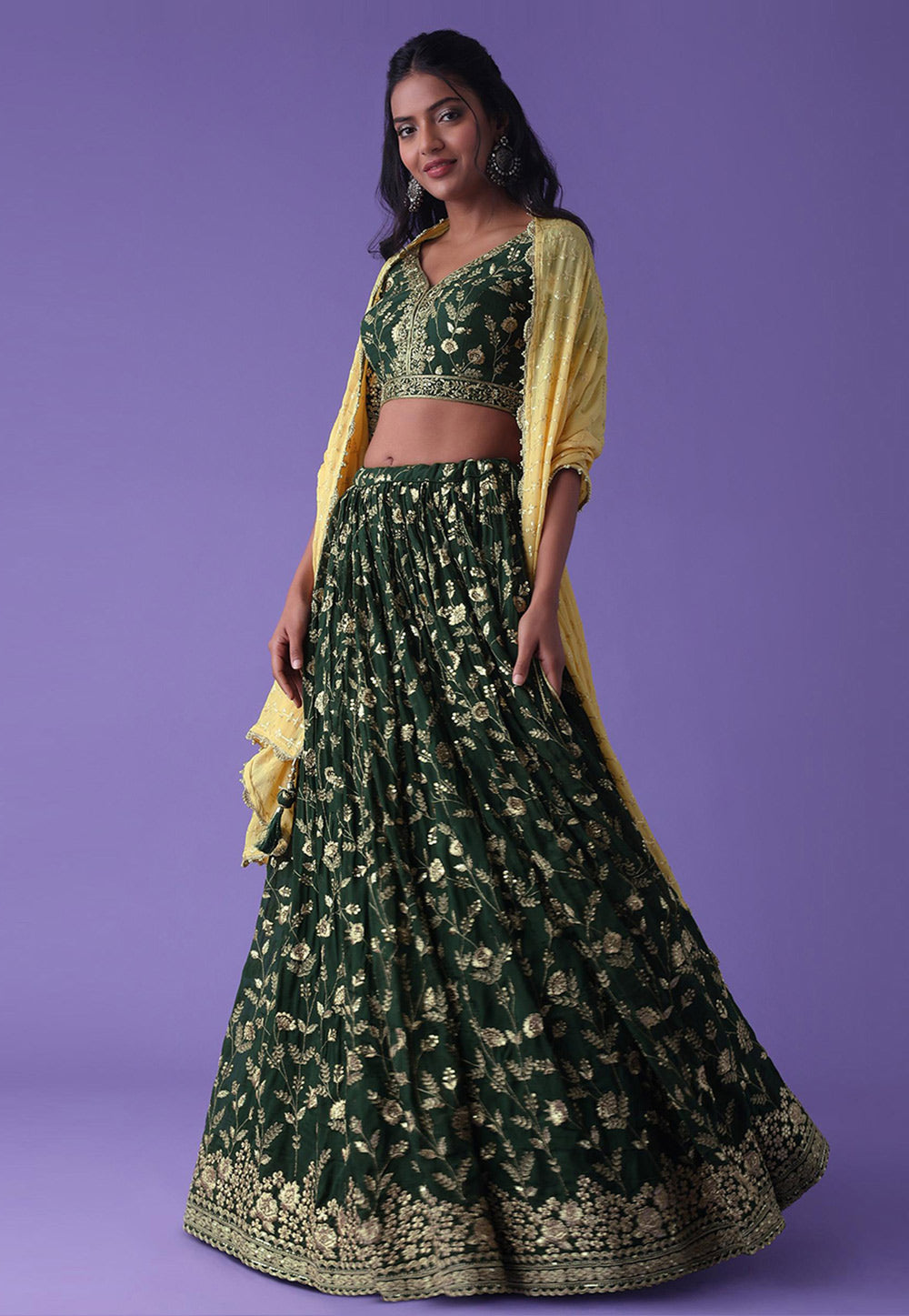 Karla collection - green Georgette Lehenga
