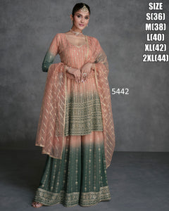 Janisha readymade - trendy peach shaded georgette sharara