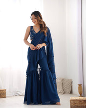 Blue ready to wear sharara saree (XS-XXL)