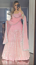 Baby pink long top Lehenga