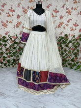 Elegant white and purple Chaniya Choli (long sleeves + tall option)