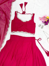 Pure georgette hot pink plain Lehenga